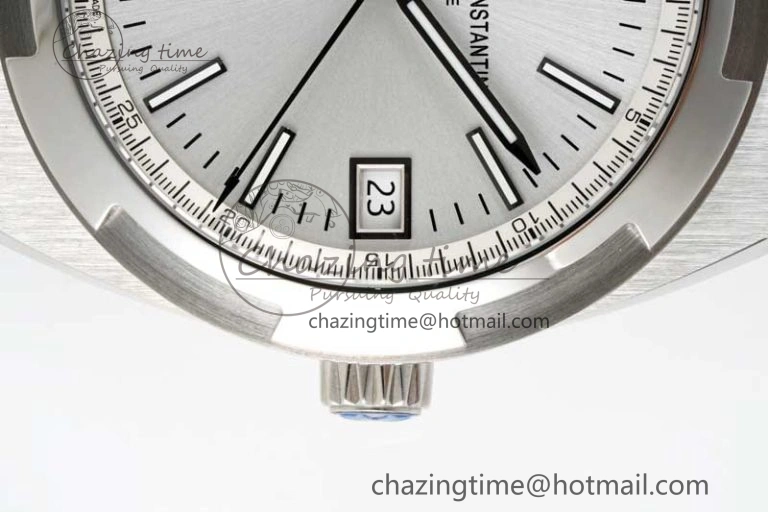 Overseas 4500V SS ZF 1:1 Best Edition Silver Dial on Black Rubber Strap A SoftTouch 9895