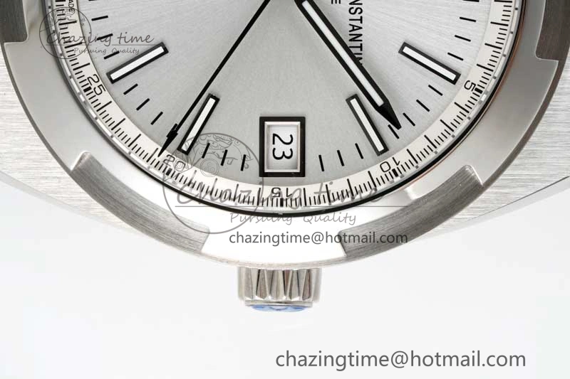 Overseas 4500V SS ZF 1:1 Best Edition Silver Dial on Black Rubber Strap A SoftTouch 9895