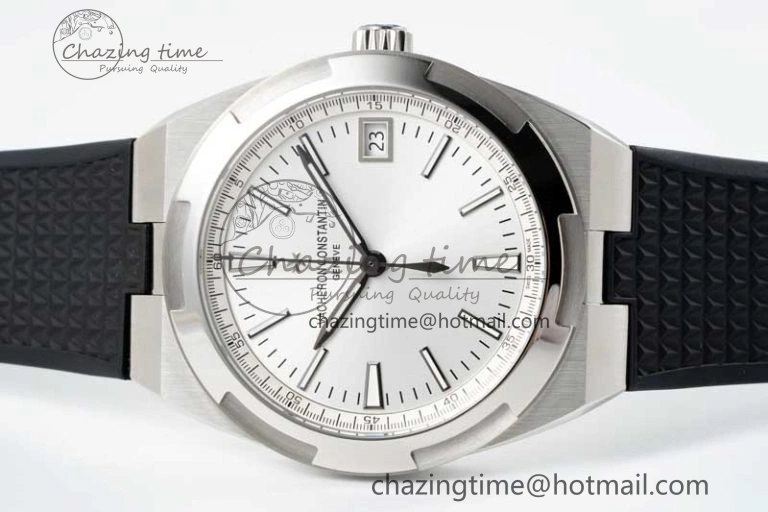 Overseas 4500V SS ZF 1:1 Best Edition Silver Dial on Black Rubber Strap A SoftTouch 9895