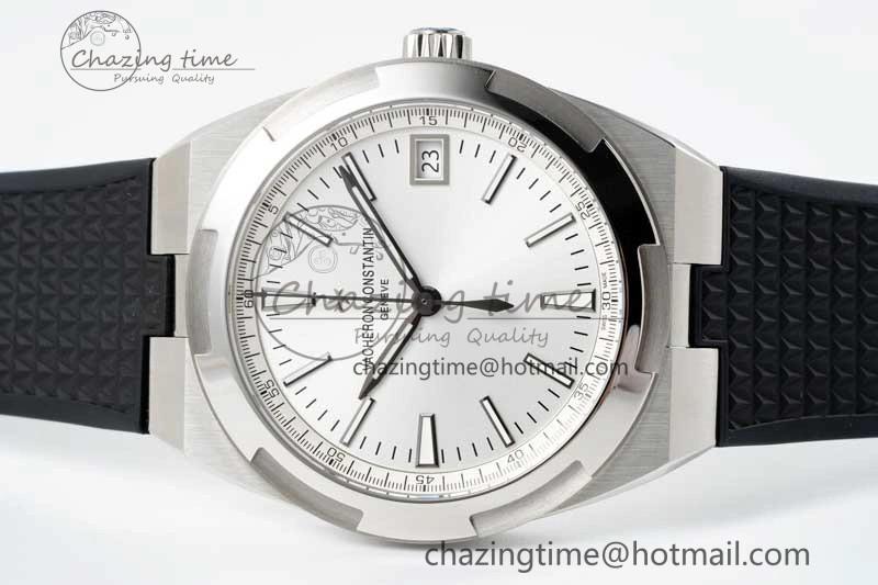 Overseas 4500V SS ZF 1:1 Best Edition Silver Dial on Black Rubber Strap A SoftTouch 9895