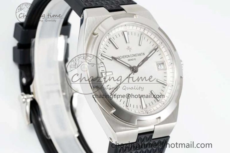 Overseas 4500V SS ZF 1:1 Best Edition Silver Dial on Black Rubber Strap A SoftTouch 9895