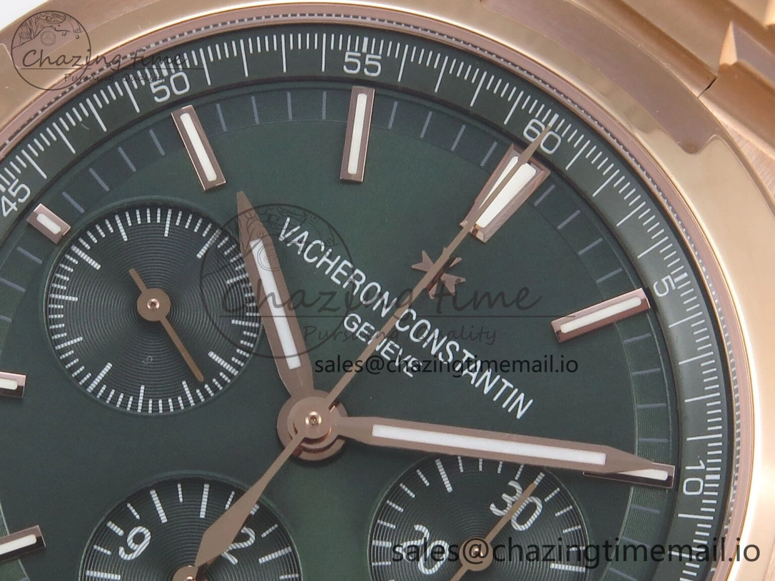 Overseas 4520V RG 8F Best Edition Green Dial On RG Bracelet A7750 Modified to A Timeless 9843