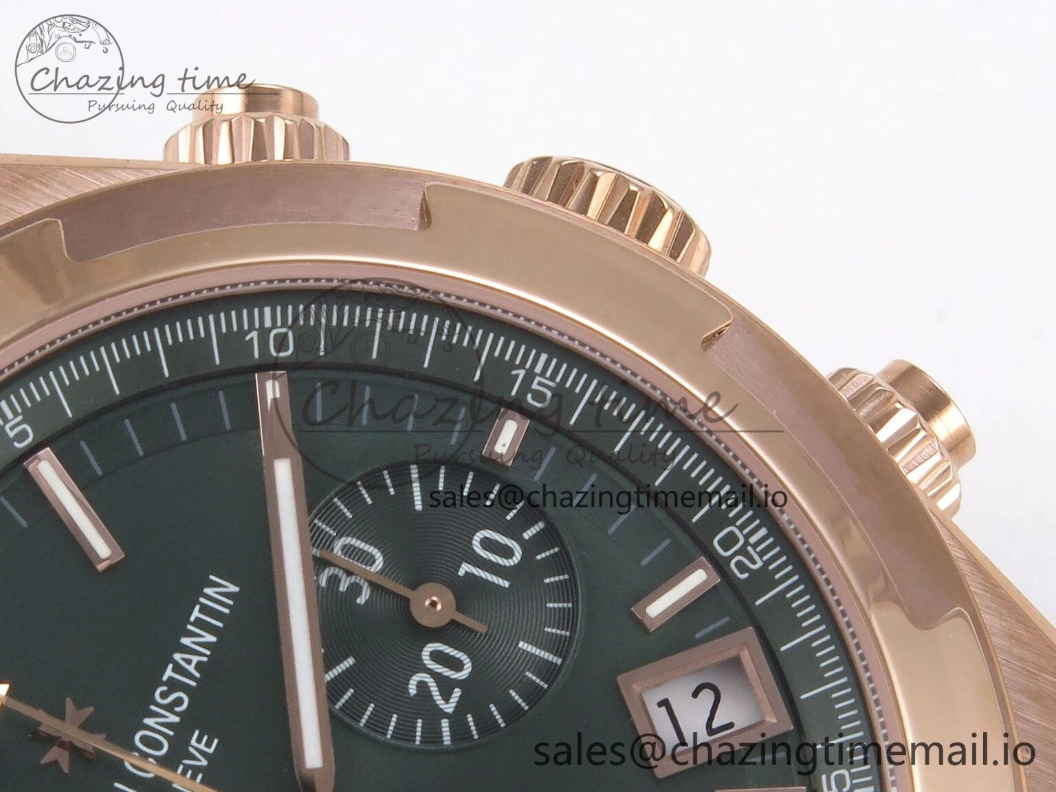 Overseas 4520V RG 8F Best Edition Green Dial On RG Bracelet A7750 Modified to A Timeless 9843