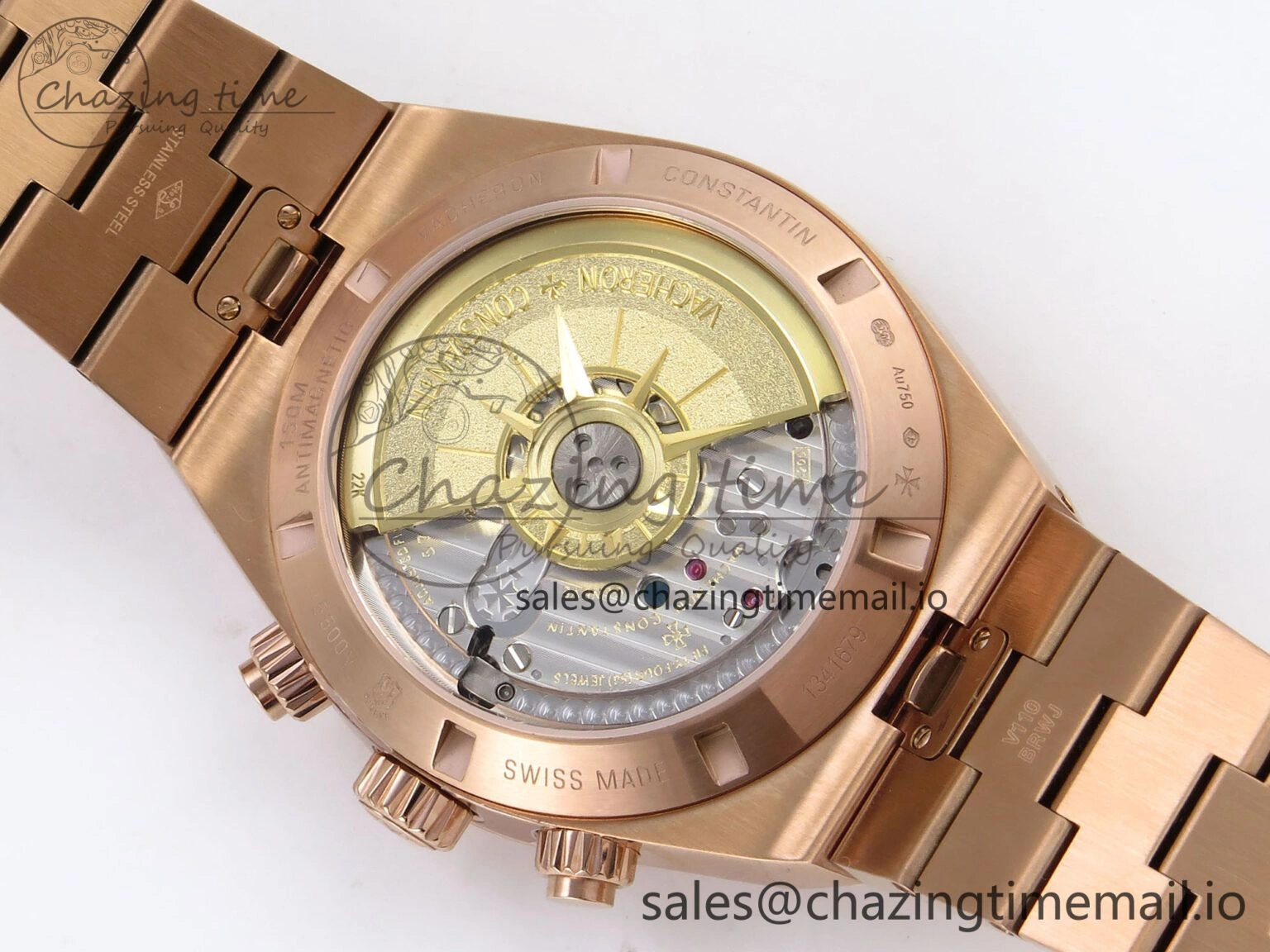 Overseas 4520V RG 8F Best Edition Green Dial On RG Bracelet A7750 Modified to A Timeless 9843