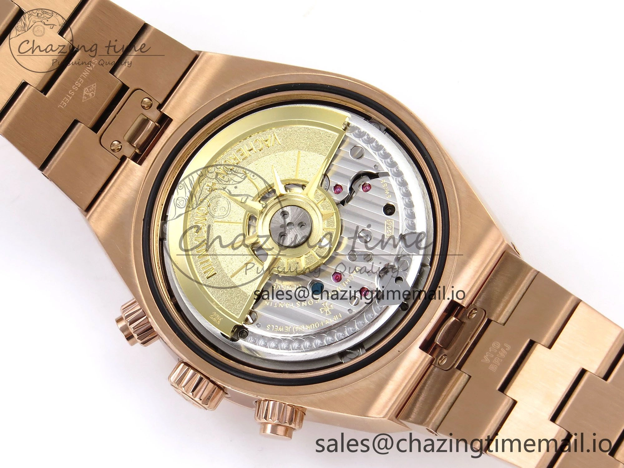 Overseas 4520V RG 8F Best Edition Green Dial On RG Bracelet A7750 Modified to A Timeless 9843
