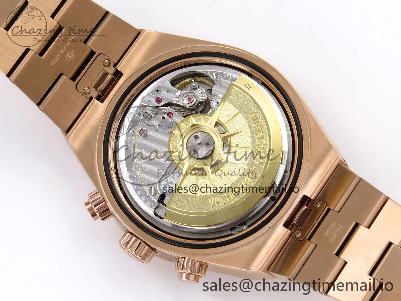 Overseas 4520V RG 8F Best Edition Green Dial On RG Bracelet A7750 Modified to A Timeless 9843