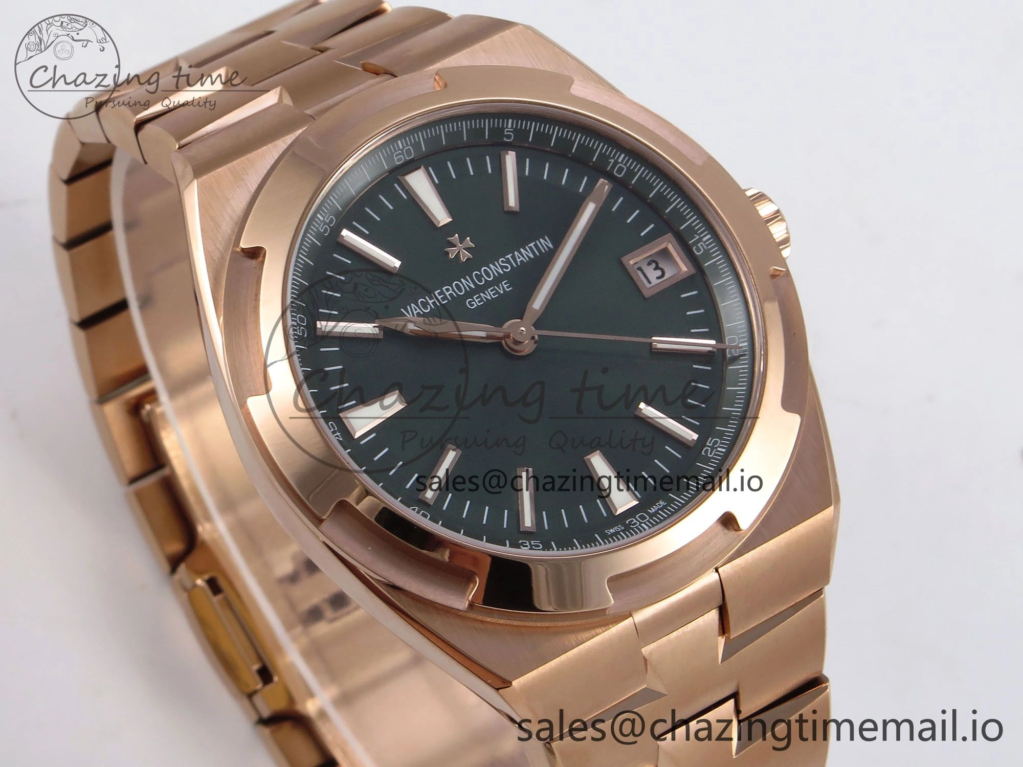 Overseas 4520V RG 8F Best Edition Green Dial on RG Bracelet A Reliable 9844