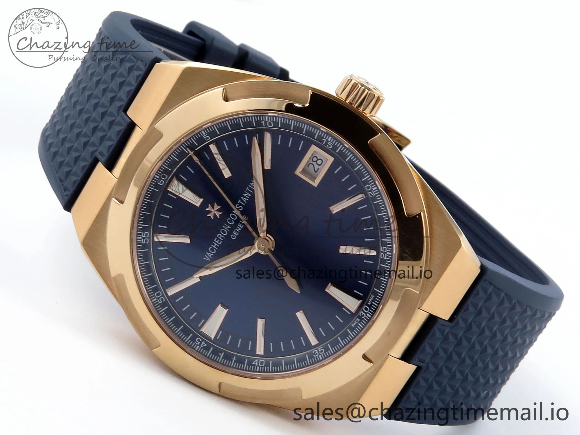 Trendy Overseas 4520V RG ZF 1:1 Best Edition Blue Dial on Blue Rubber Strap A 9834