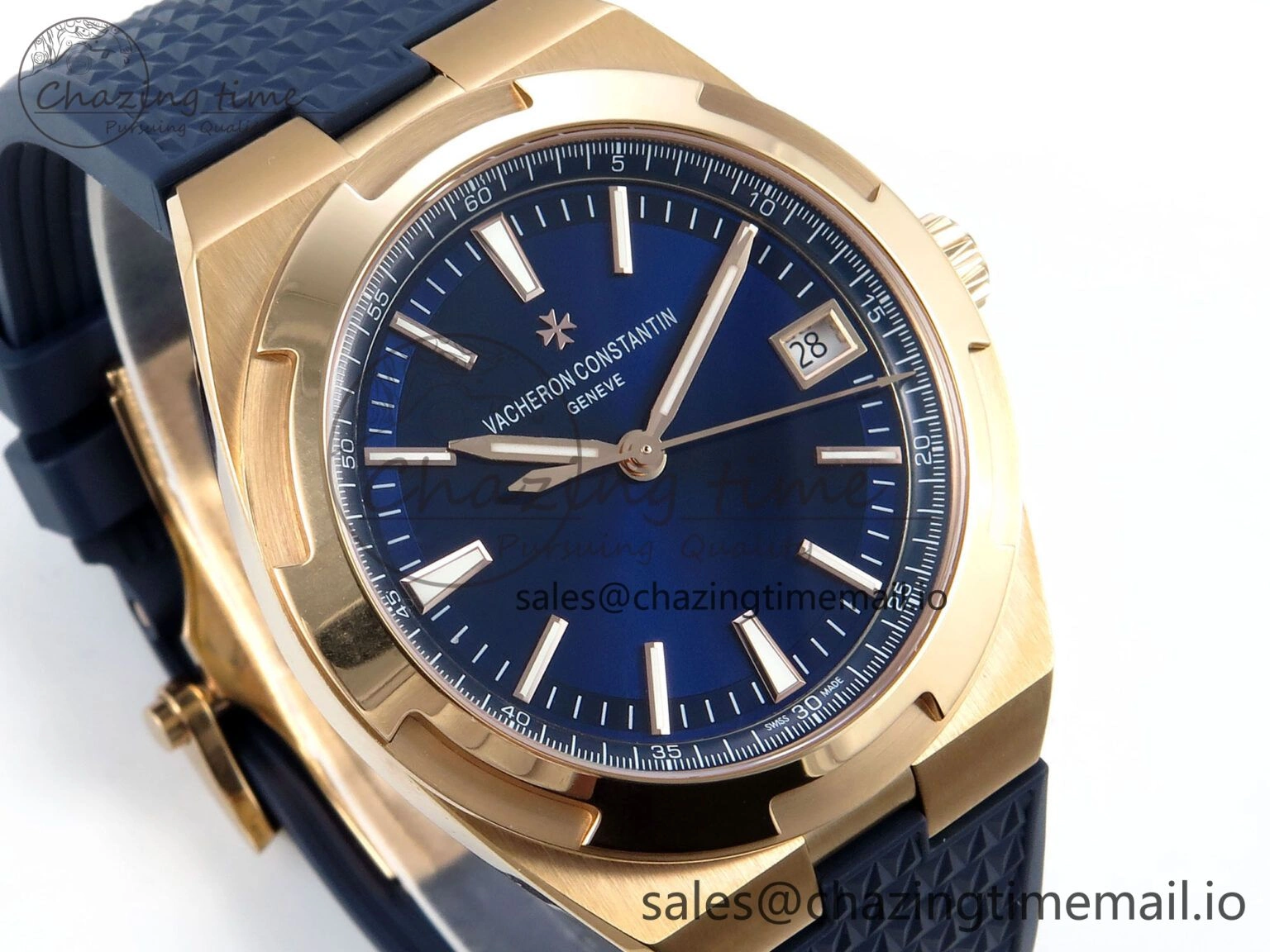 Trendy Overseas 4520V RG ZF 1:1 Best Edition Blue Dial on Blue Rubber Strap A 9834