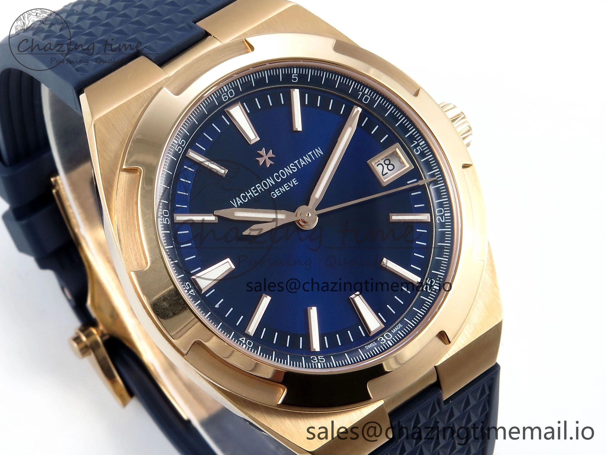 Trendy Overseas 4520V RG ZF 1:1 Best Edition Blue Dial on Blue Rubber Strap A 9834