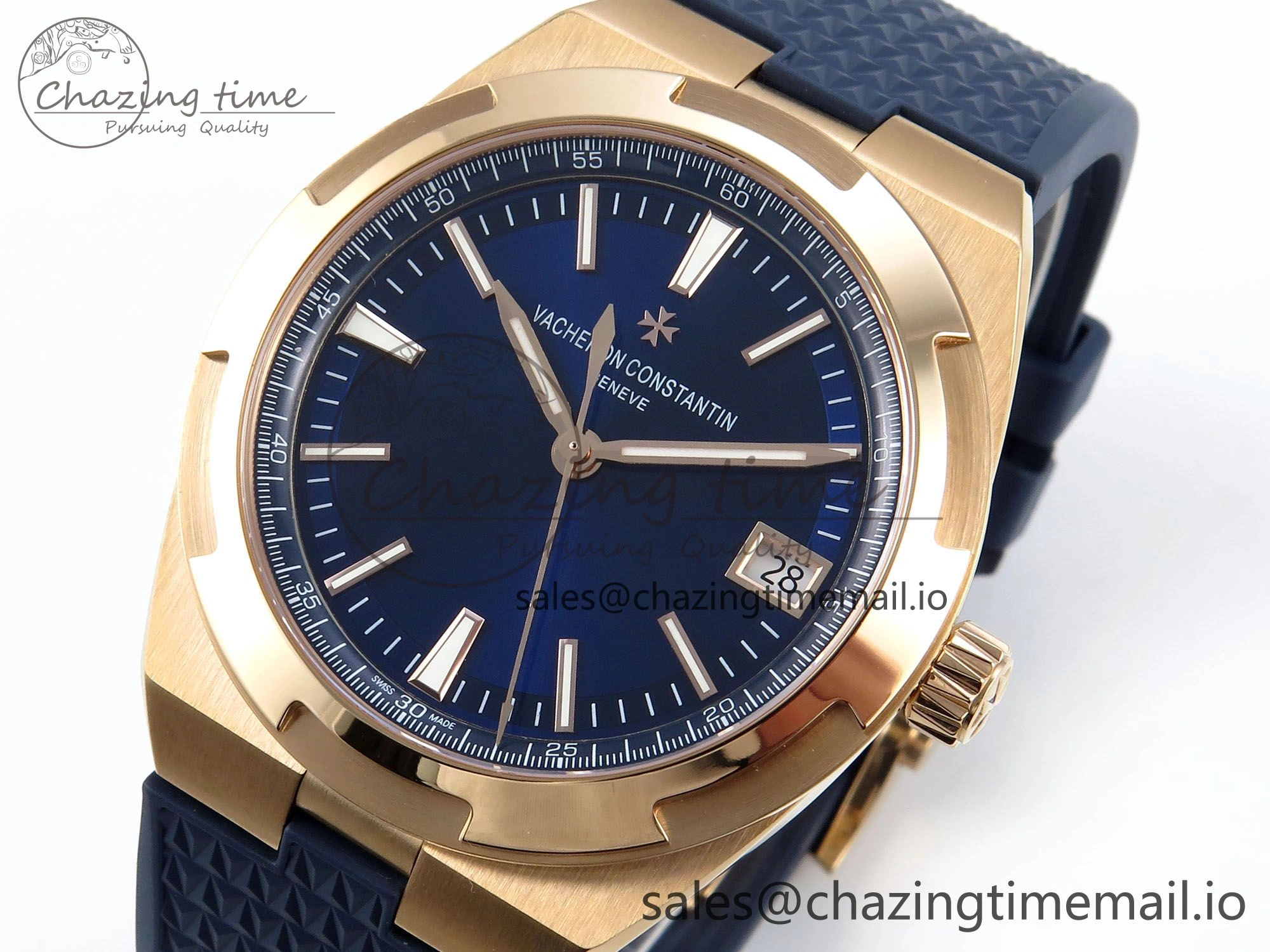 Trendy Overseas 4520V RG ZF 1:1 Best Edition Blue Dial on Blue Rubber Strap A 9834