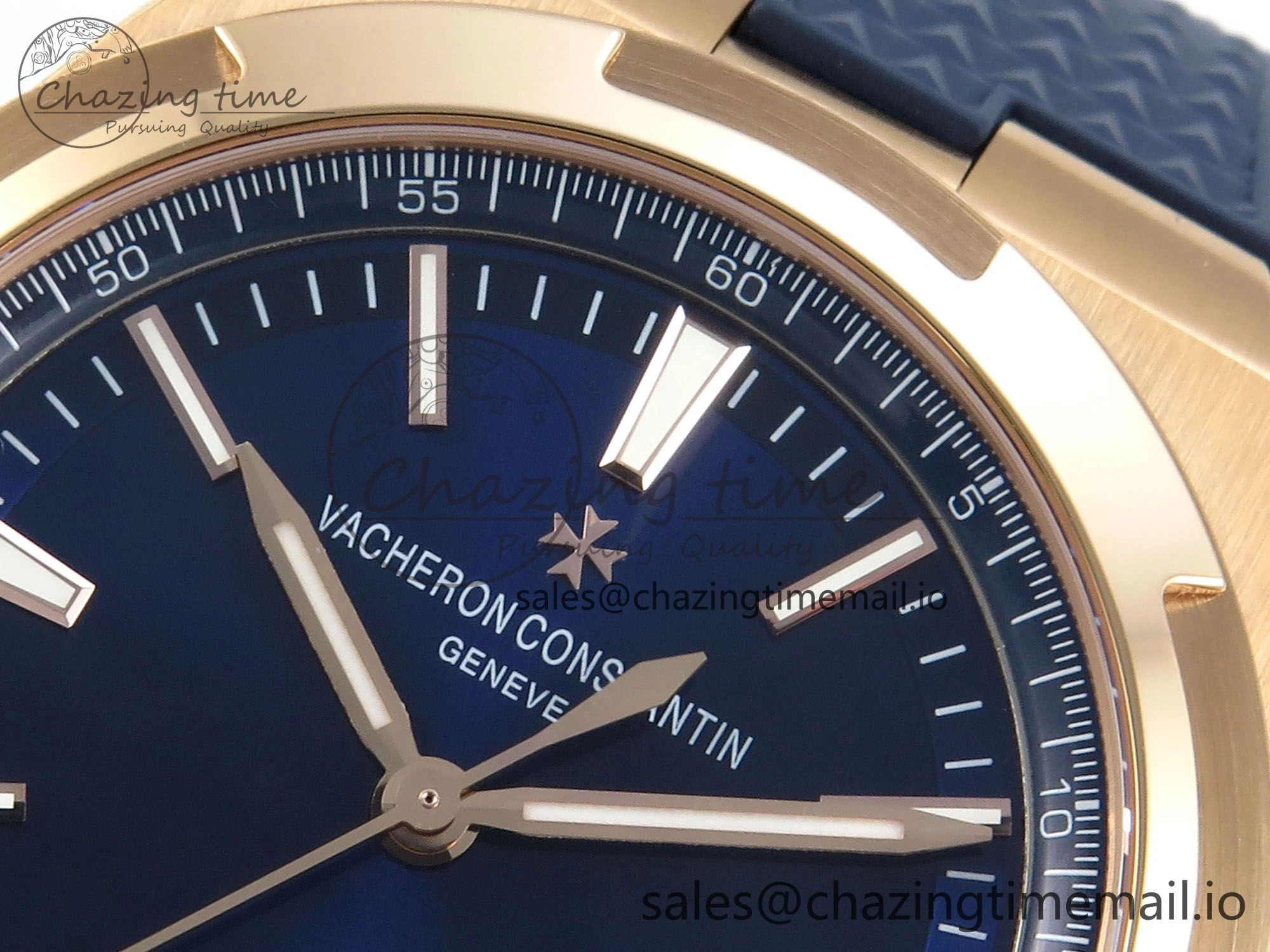 Trendy Overseas 4520V RG ZF 1:1 Best Edition Blue Dial on Blue Rubber Strap A 9834