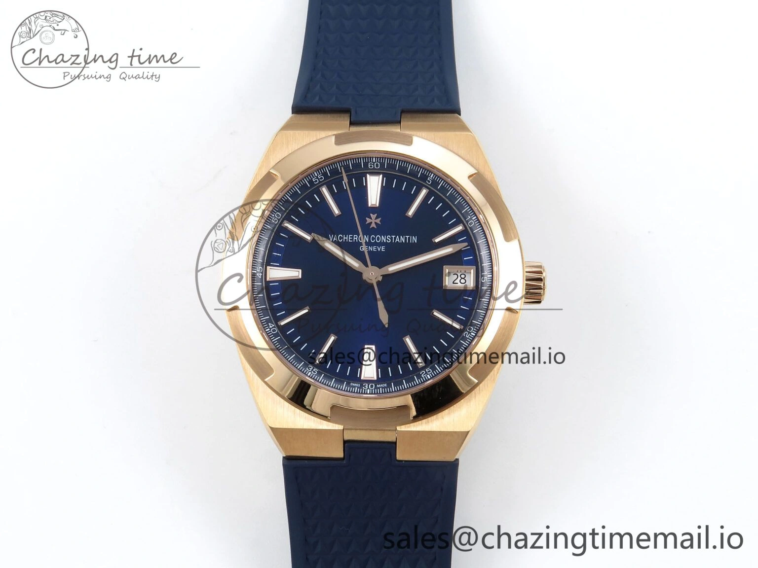 Trendy Overseas 4520V RG ZF 1:1 Best Edition Blue Dial on Blue Rubber Strap A 9834