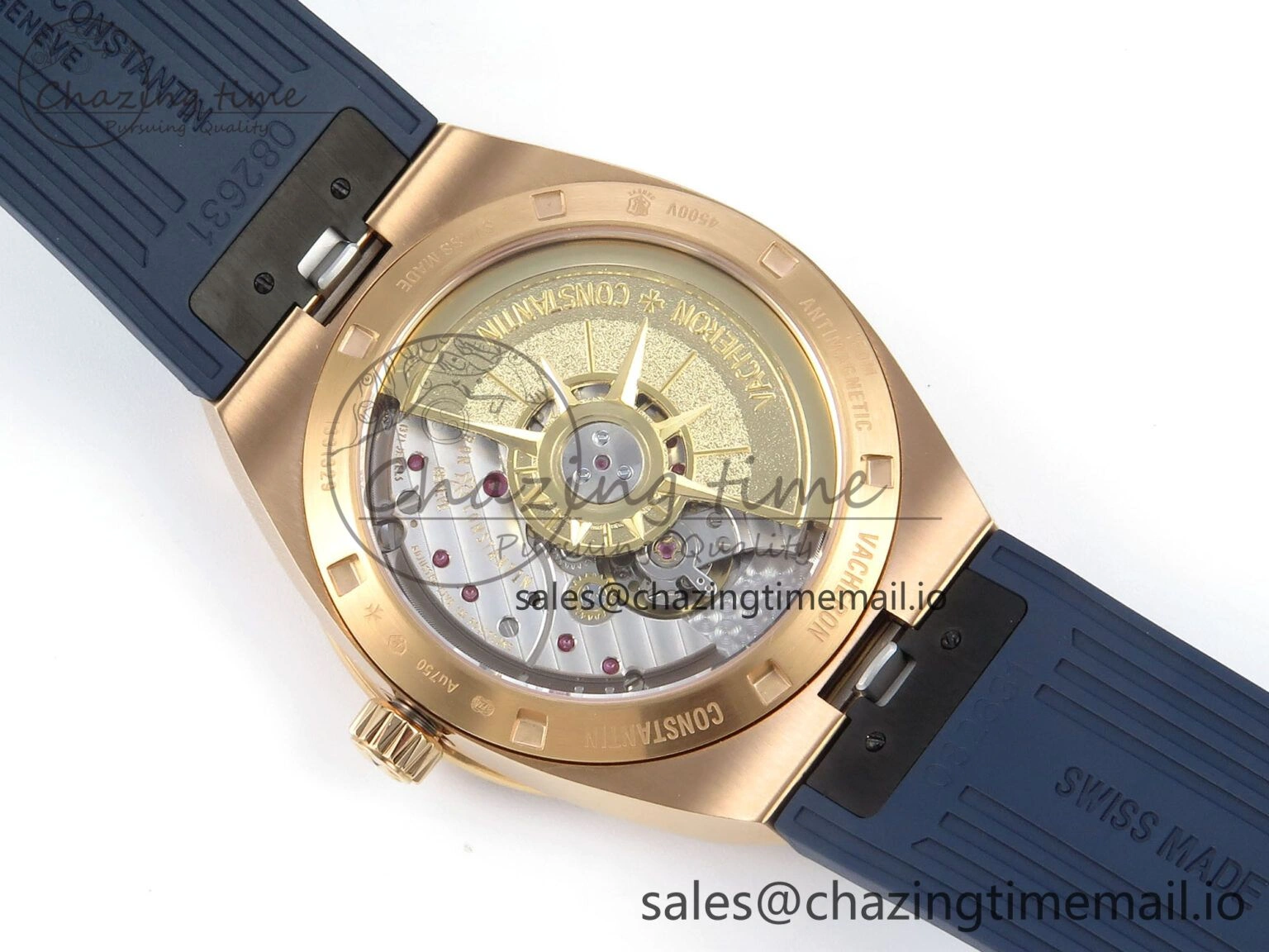 Trendy Overseas 4520V RG ZF 1:1 Best Edition Blue Dial on Blue Rubber Strap A 9834