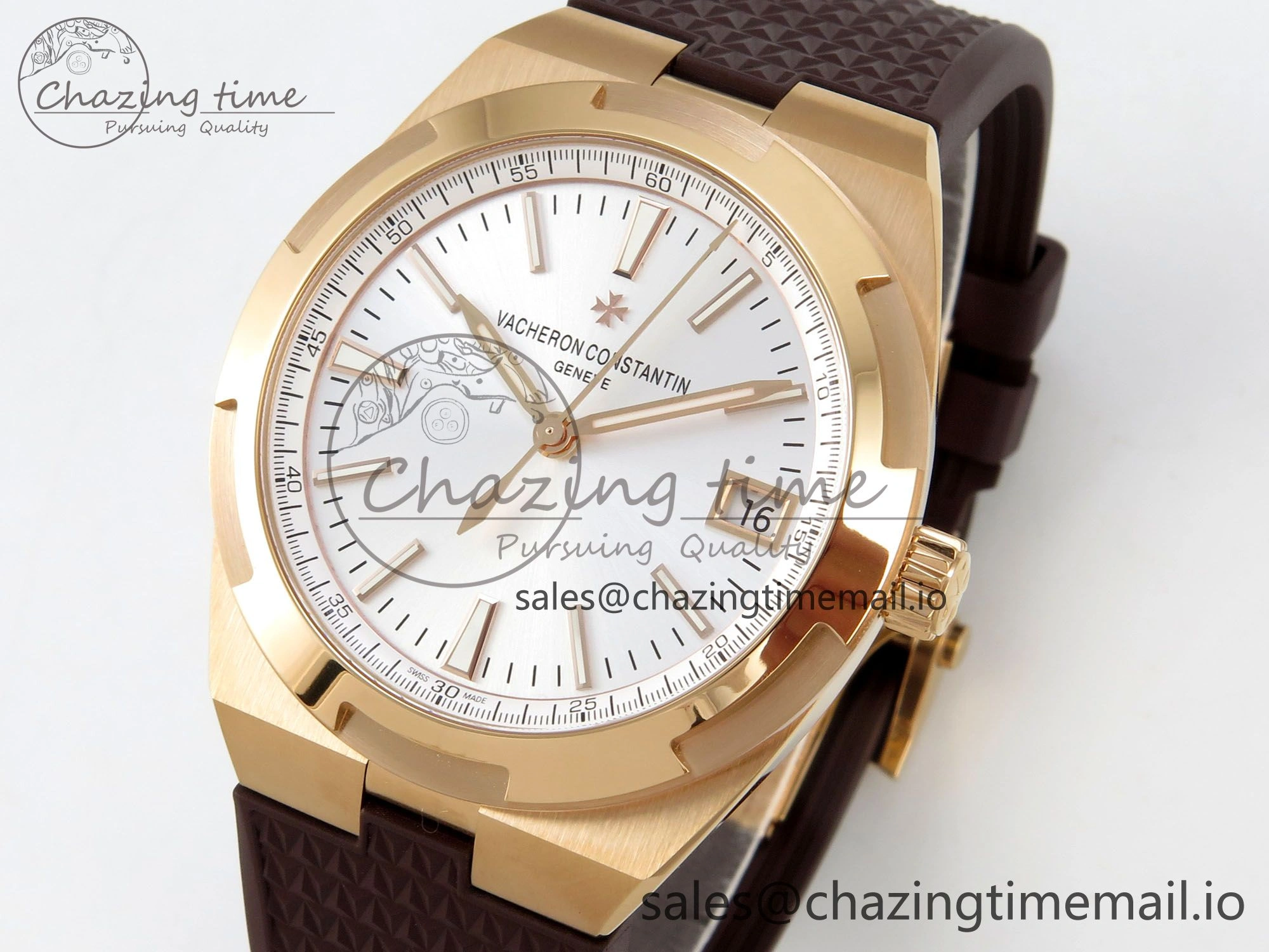 Overseas 4520V RG ZF 1:1 Best Edition White Dial on Black Rubber Strap A Seasonal 9822
