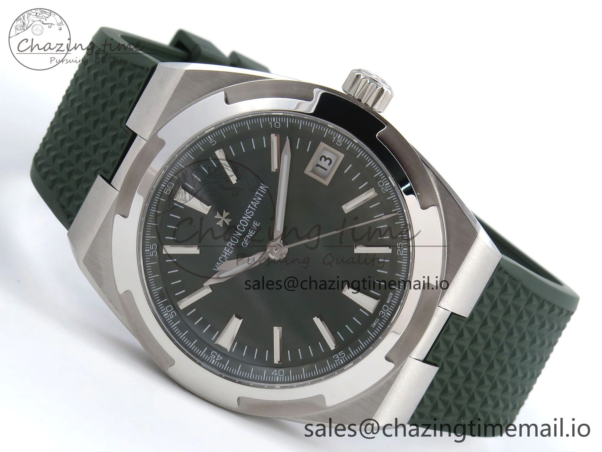 Overseas 4520V SS 8F Best Edition Green Dial On Green Rubber Strap A FashionForward 9854