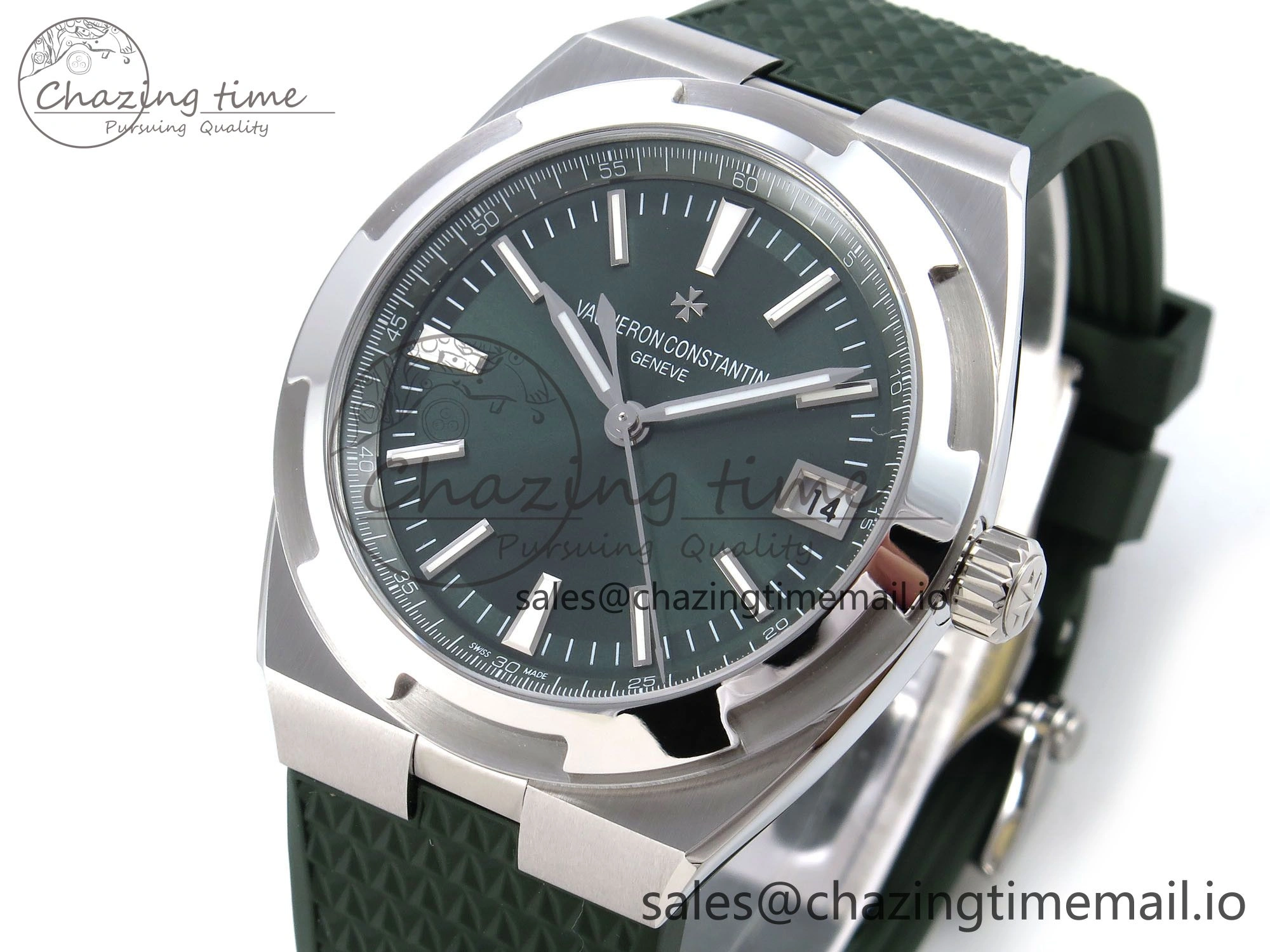 Overseas 4520V SS 8F Best Edition Green Dial On Green Rubber Strap A FashionForward 9854