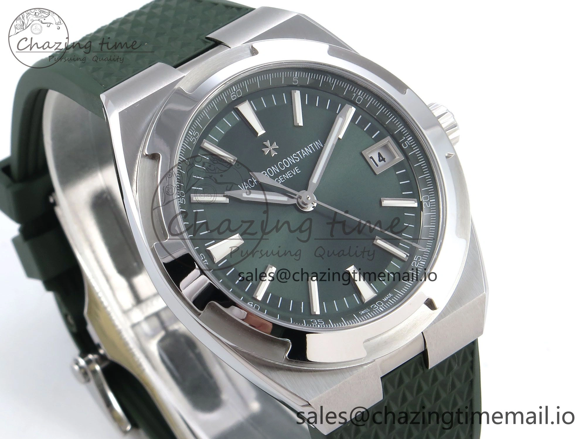 Overseas 4520V SS 8F Best Edition Green Dial On Green Rubber Strap A FashionForward 9854