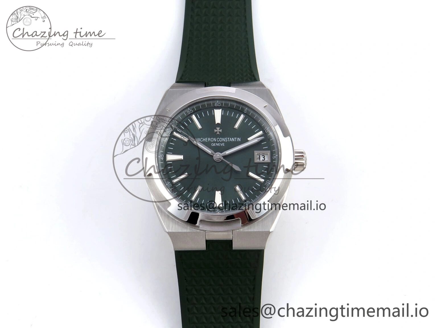 Overseas 4520V SS 8F Best Edition Green Dial On Green Rubber Strap A FashionForward 9854