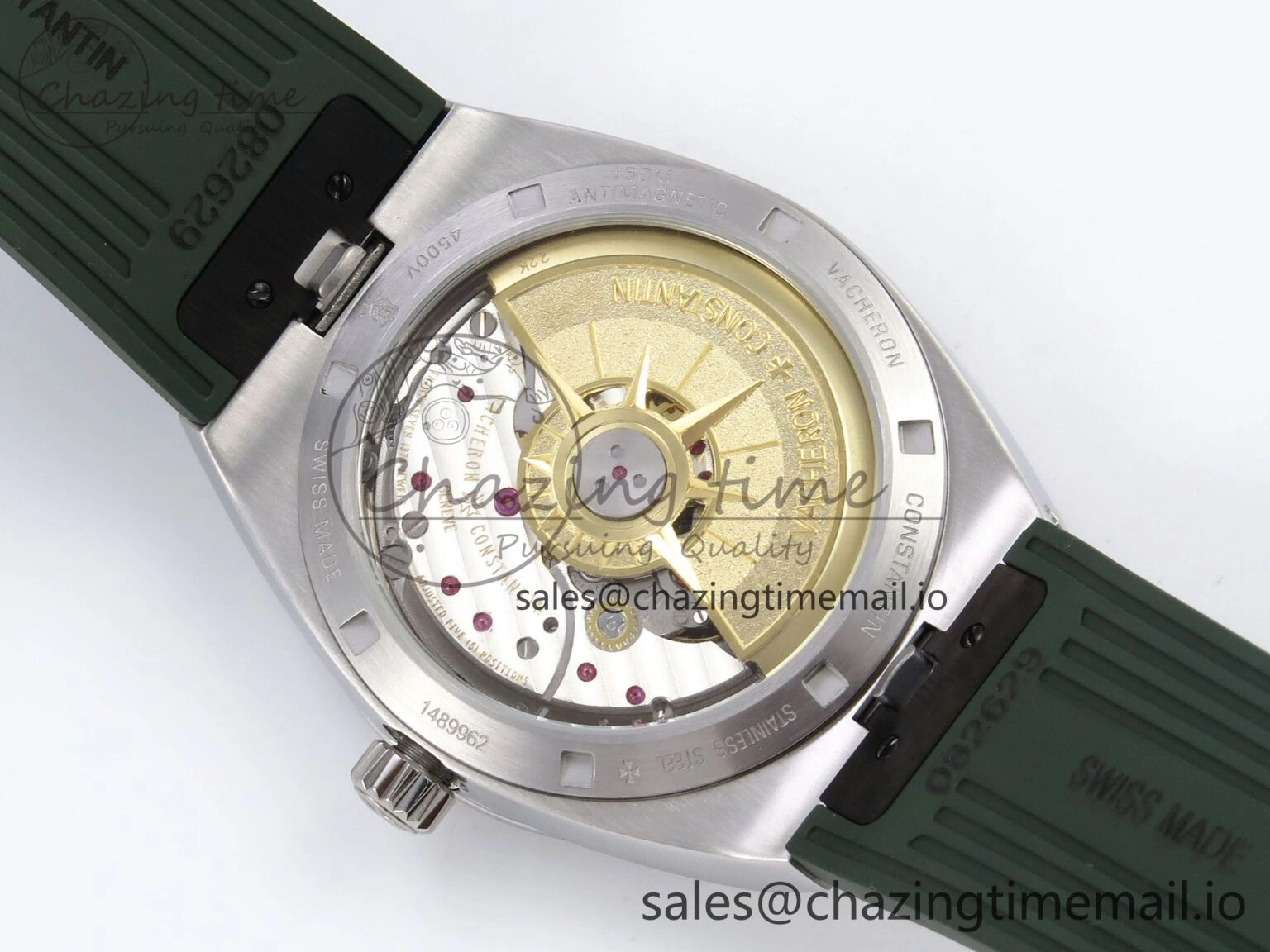 Overseas 4520V SS 8F Best Edition Green Dial On Green Rubber Strap A FashionForward 9854