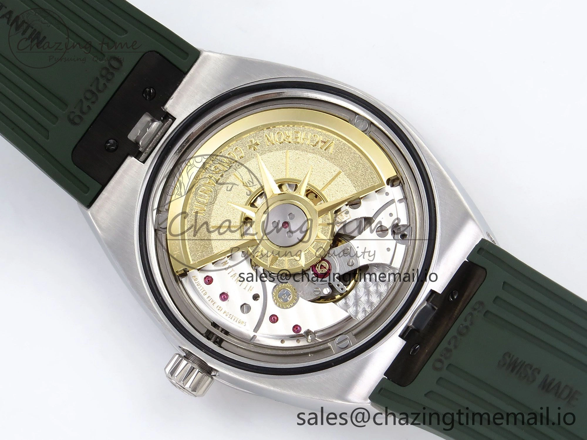 Overseas 4520V SS 8F Best Edition Green Dial On Green Rubber Strap A FashionForward 9854