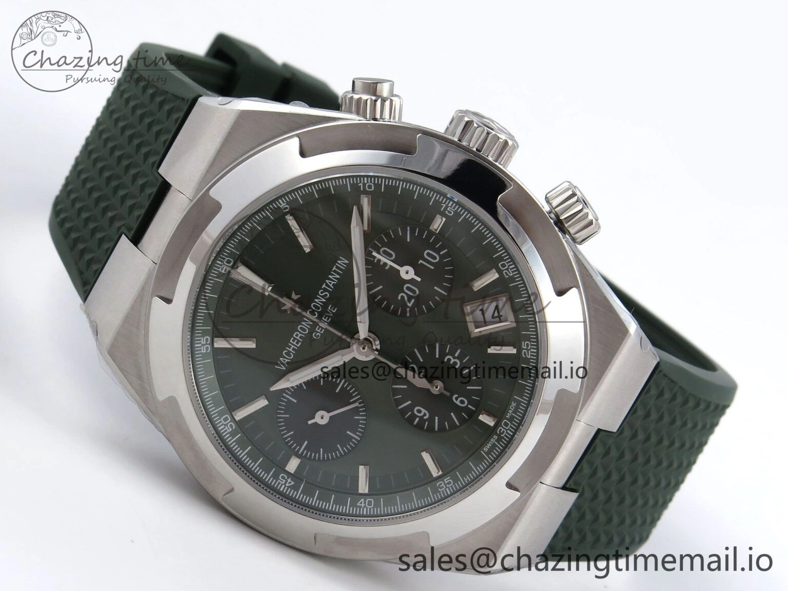 Overseas 4520V SS 8F Best Edition Green Dial On Green Rubber Strap A7750 Modified to A Chic 9846