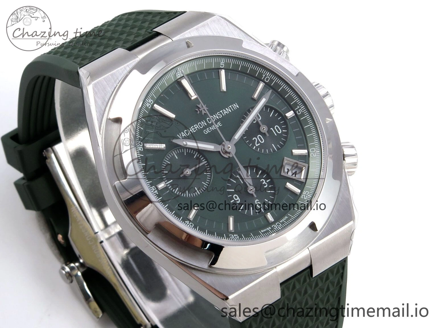 Overseas 4520V SS 8F Best Edition Green Dial On Green Rubber Strap A7750 Modified to A Chic 9846