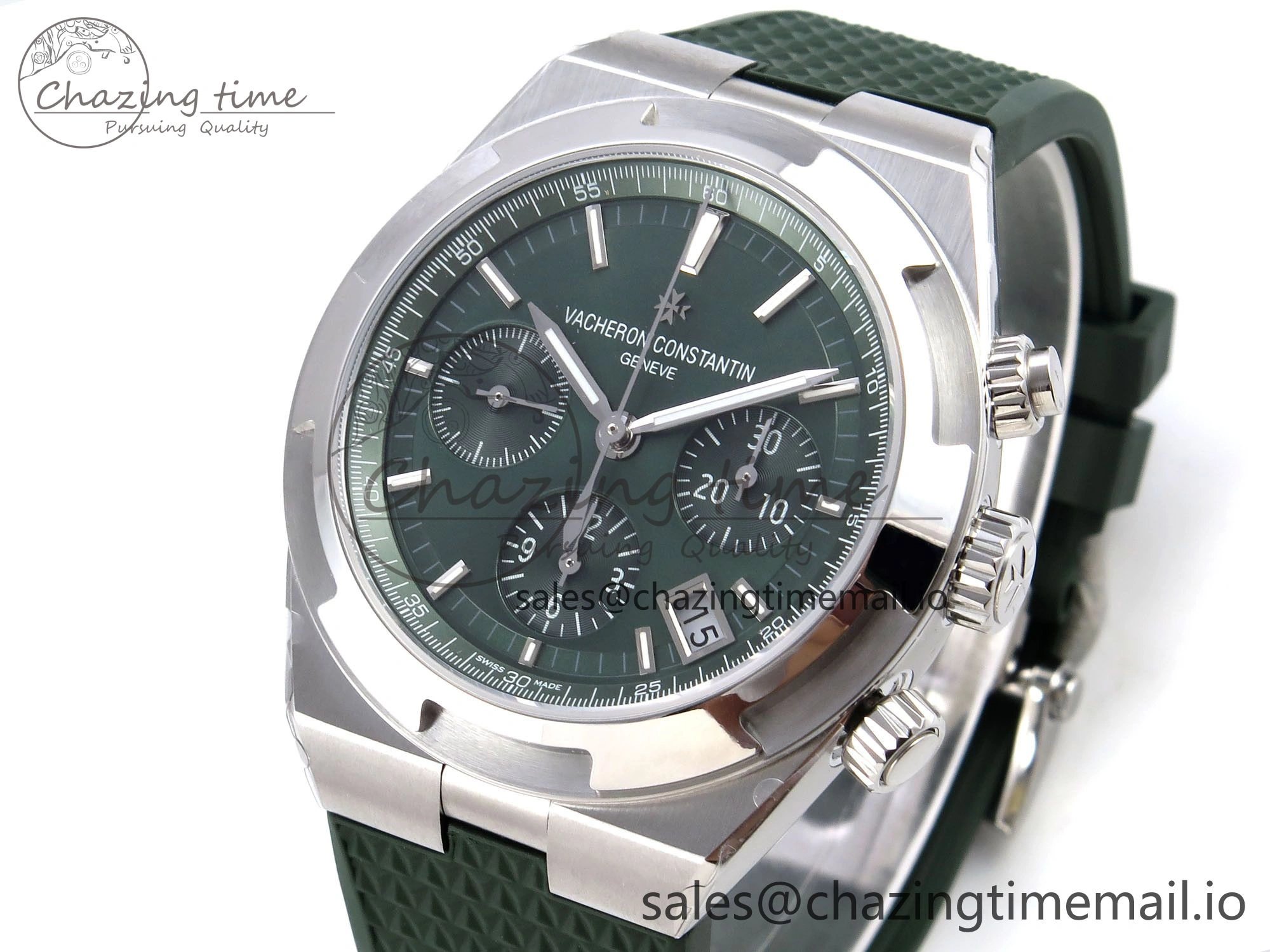 Overseas 4520V SS 8F Best Edition Green Dial On Green Rubber Strap A7750 Modified to A Chic 9846