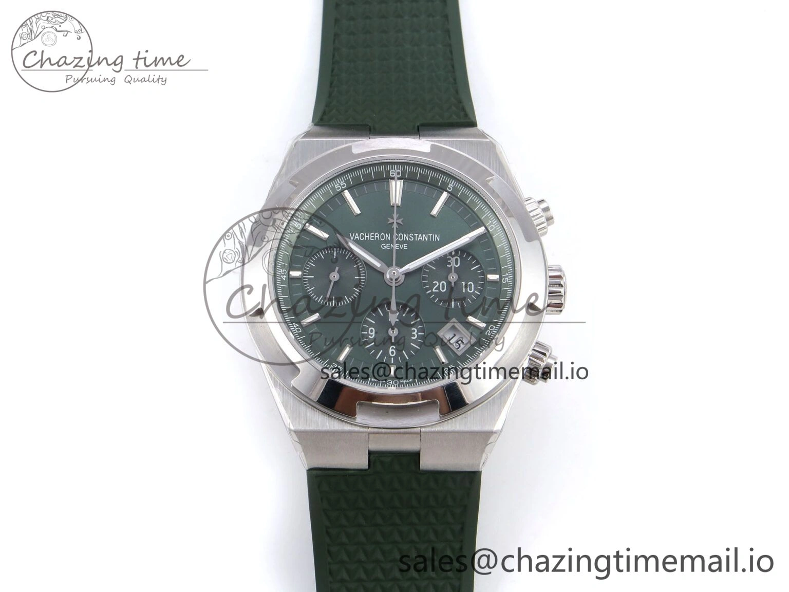 Overseas 4520V SS 8F Best Edition Green Dial On Green Rubber Strap A7750 Modified to A Chic 9846