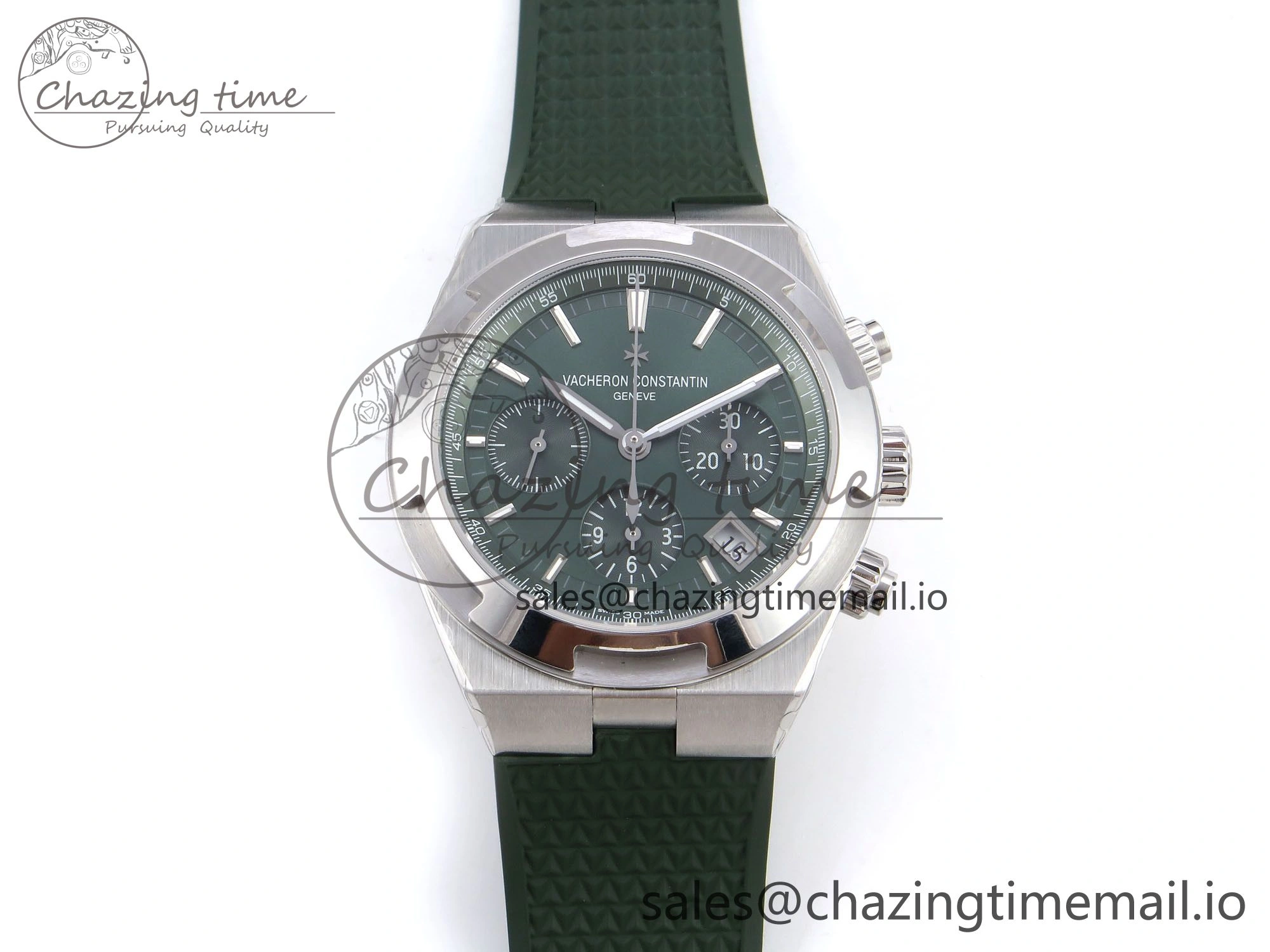 Overseas 4520V SS 8F Best Edition Green Dial On Green Rubber Strap A7750 Modified to A Chic 9846