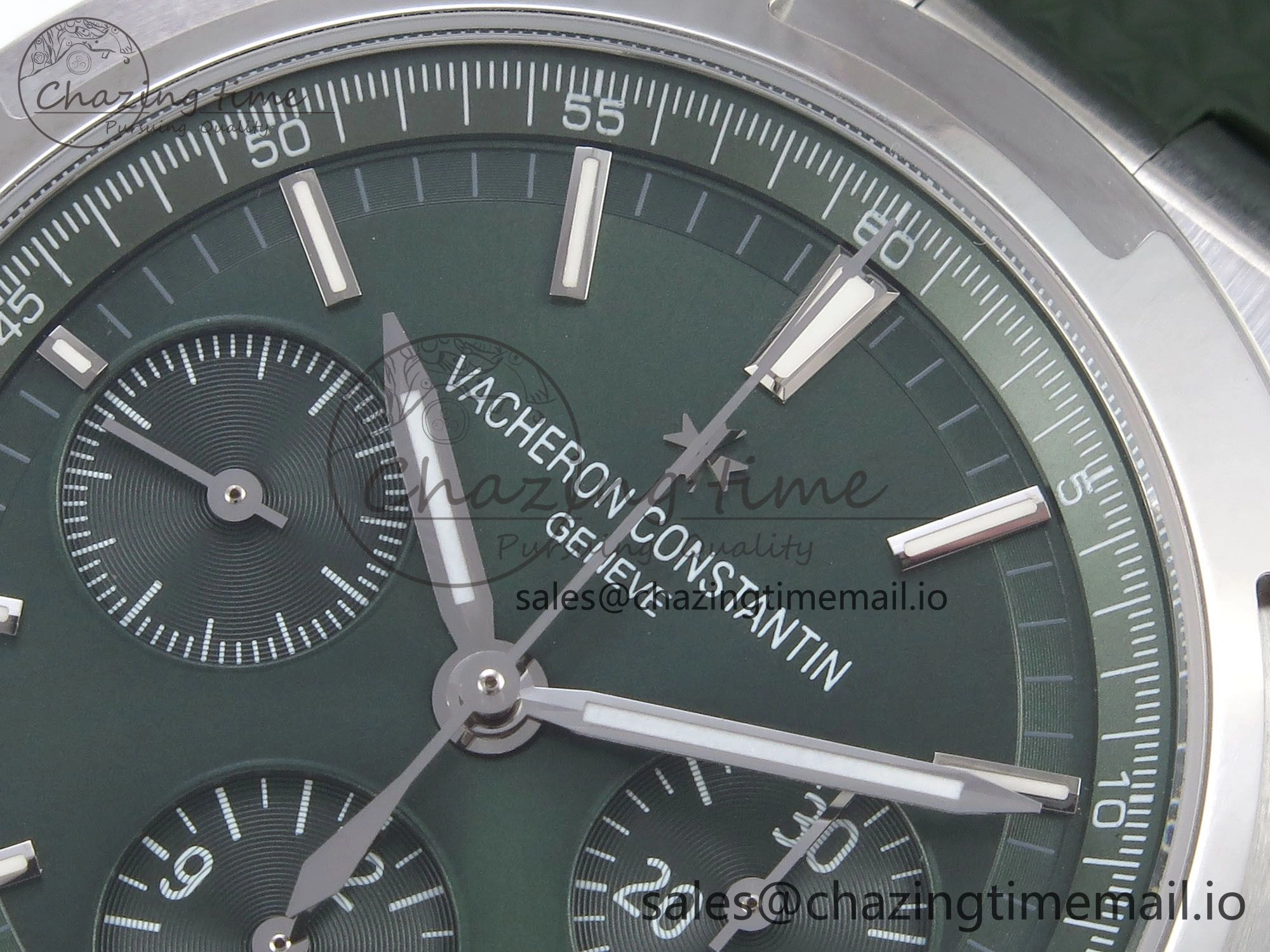 Overseas 4520V SS 8F Best Edition Green Dial On Green Rubber Strap A7750 Modified to A Chic 9846