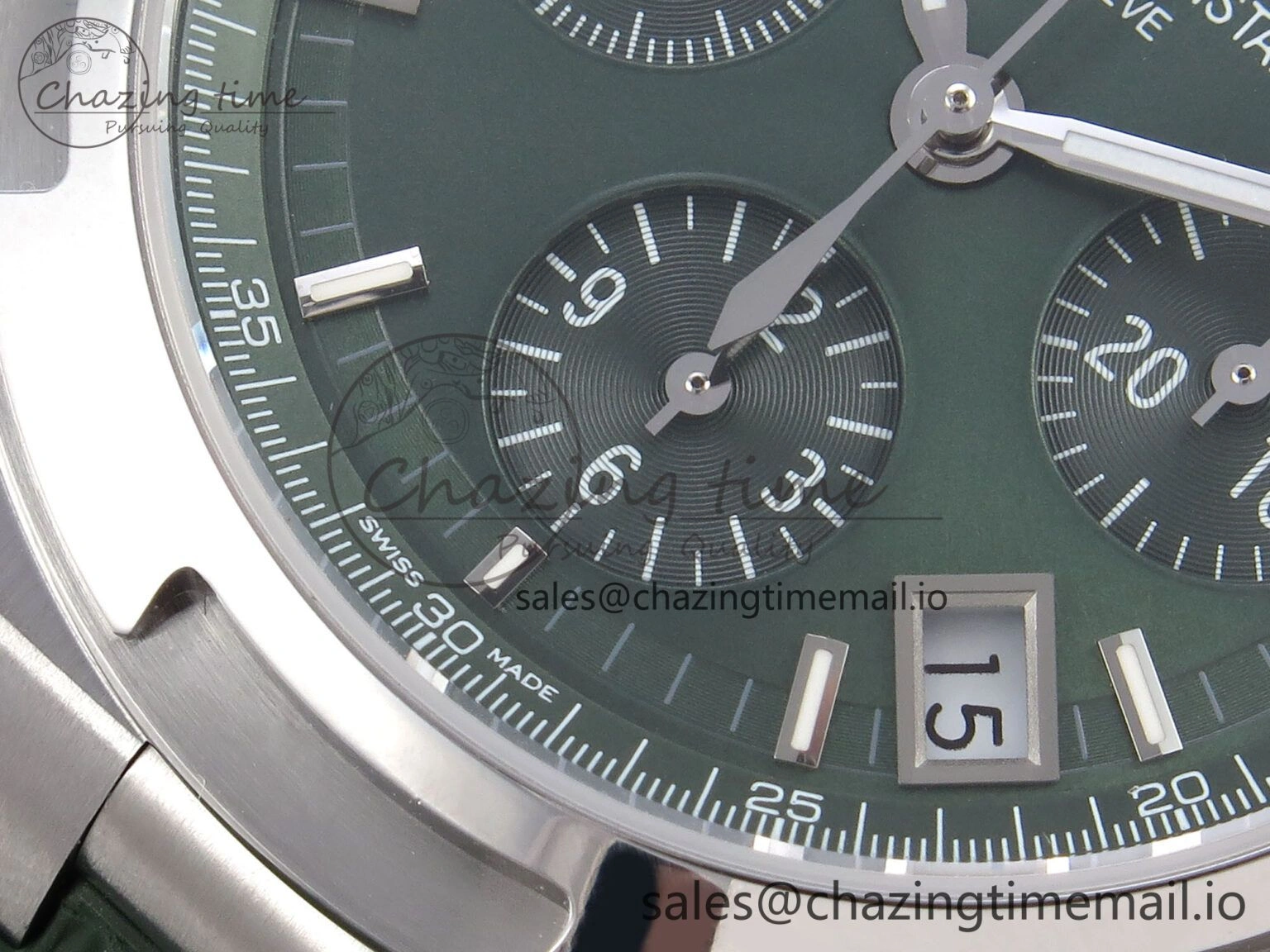 Overseas 4520V SS 8F Best Edition Green Dial On Green Rubber Strap A7750 Modified to A Chic 9846