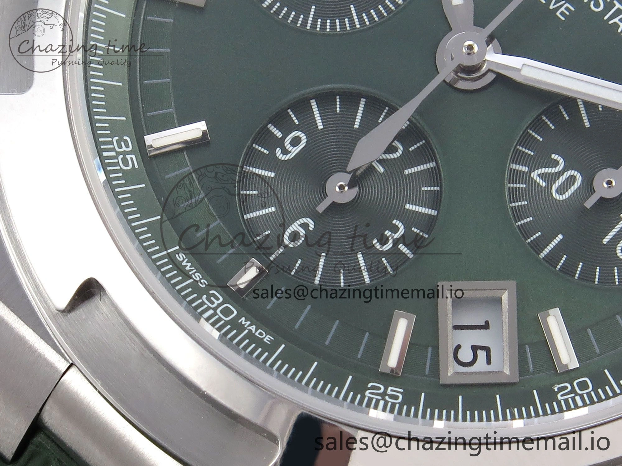 Overseas 4520V SS 8F Best Edition Green Dial On Green Rubber Strap A7750 Modified to A Chic 9846