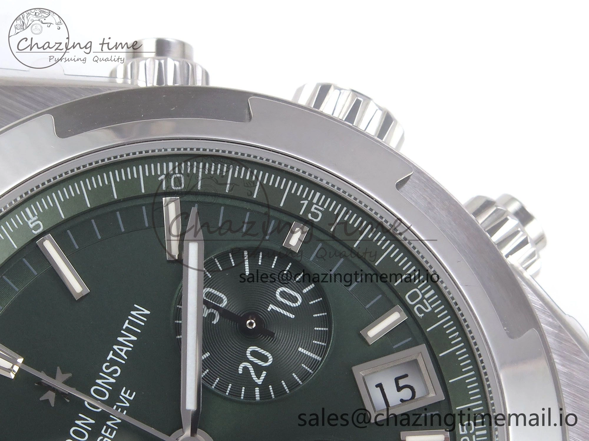 Overseas 4520V SS 8F Best Edition Green Dial On Green Rubber Strap A7750 Modified to A Chic 9846