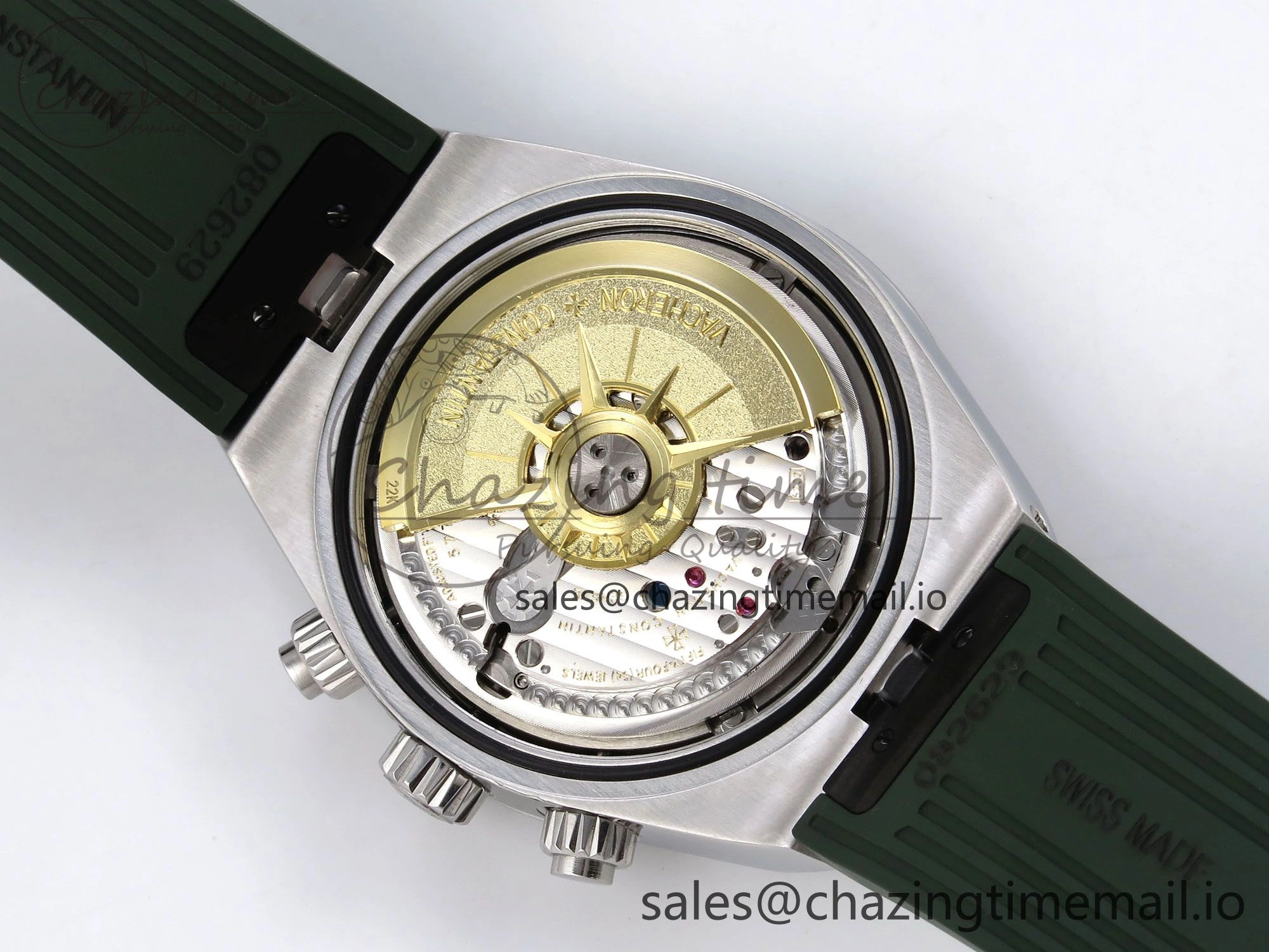 Overseas 4520V SS 8F Best Edition Green Dial On Green Rubber Strap A7750 Modified to A Chic 9846