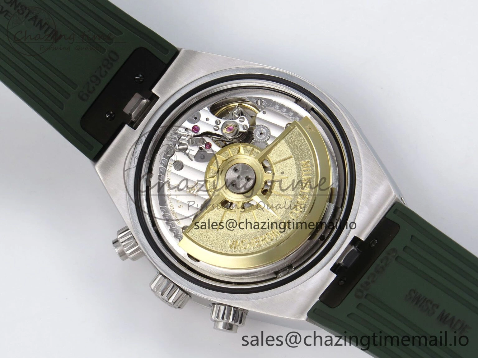 Overseas 4520V SS 8F Best Edition Green Dial On Green Rubber Strap A7750 Modified to A Chic 9846