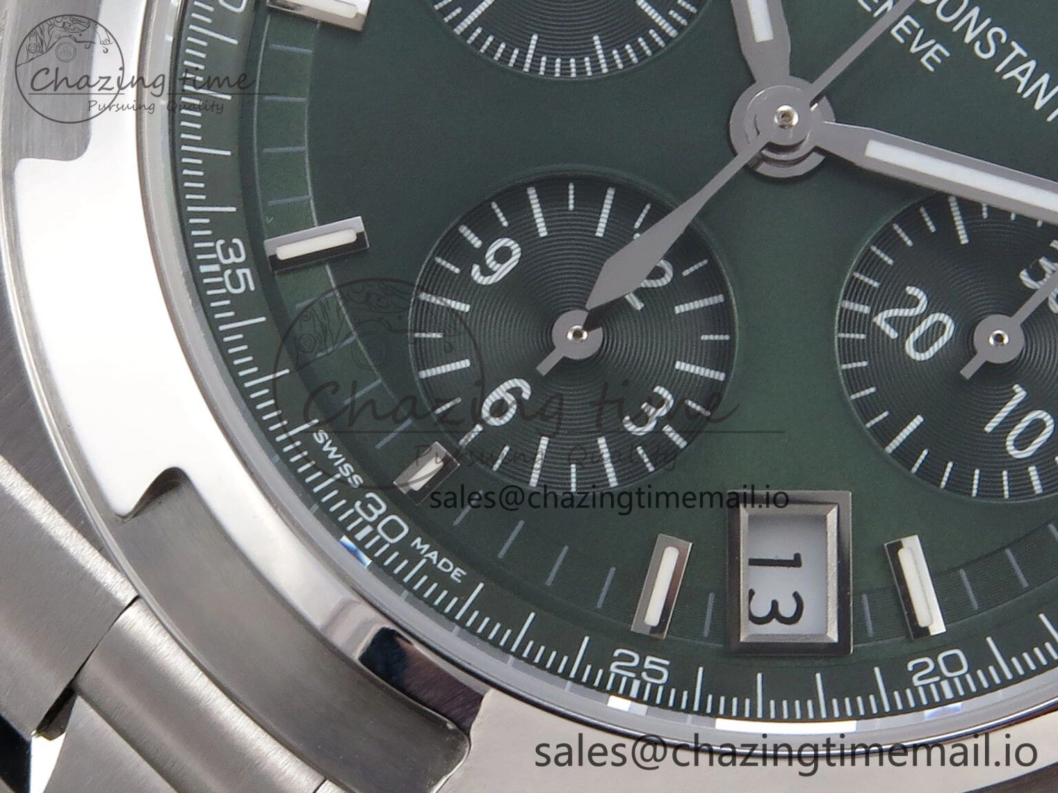 Upgraded Overseas 4520V SS 8F Best Edition Green Dial On SS Bracelet A7750 Modified to A 9842