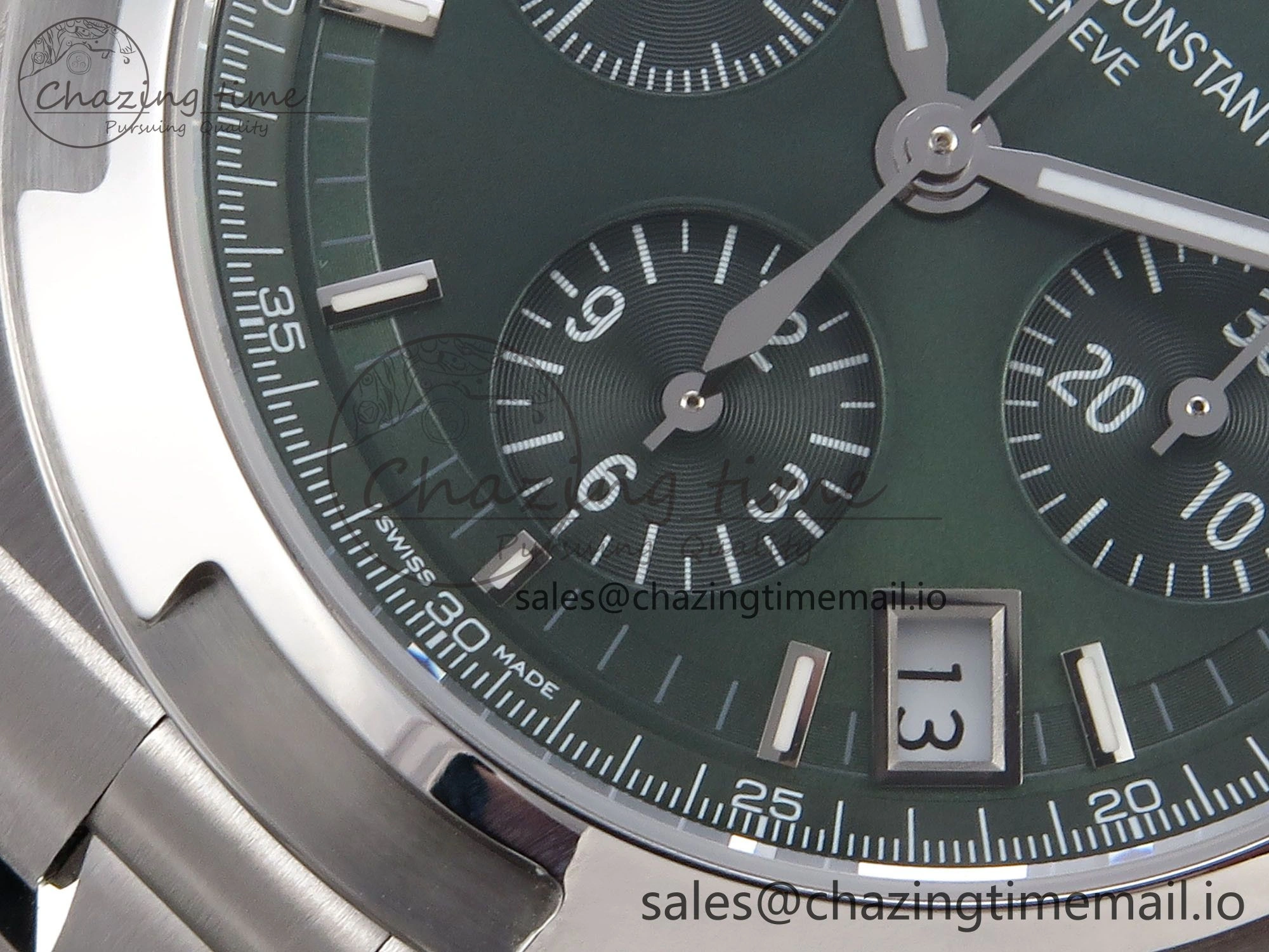 Upgraded Overseas 4520V SS 8F Best Edition Green Dial On SS Bracelet A7750 Modified to A 9842