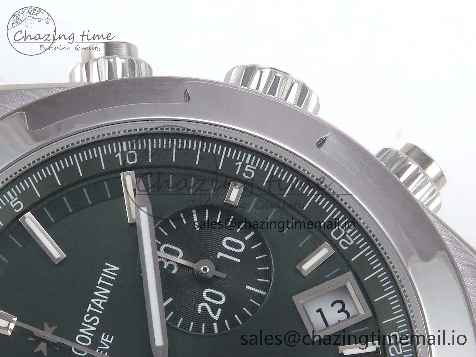 Upgraded Overseas 4520V SS 8F Best Edition Green Dial On SS Bracelet A7750 Modified to A 9842