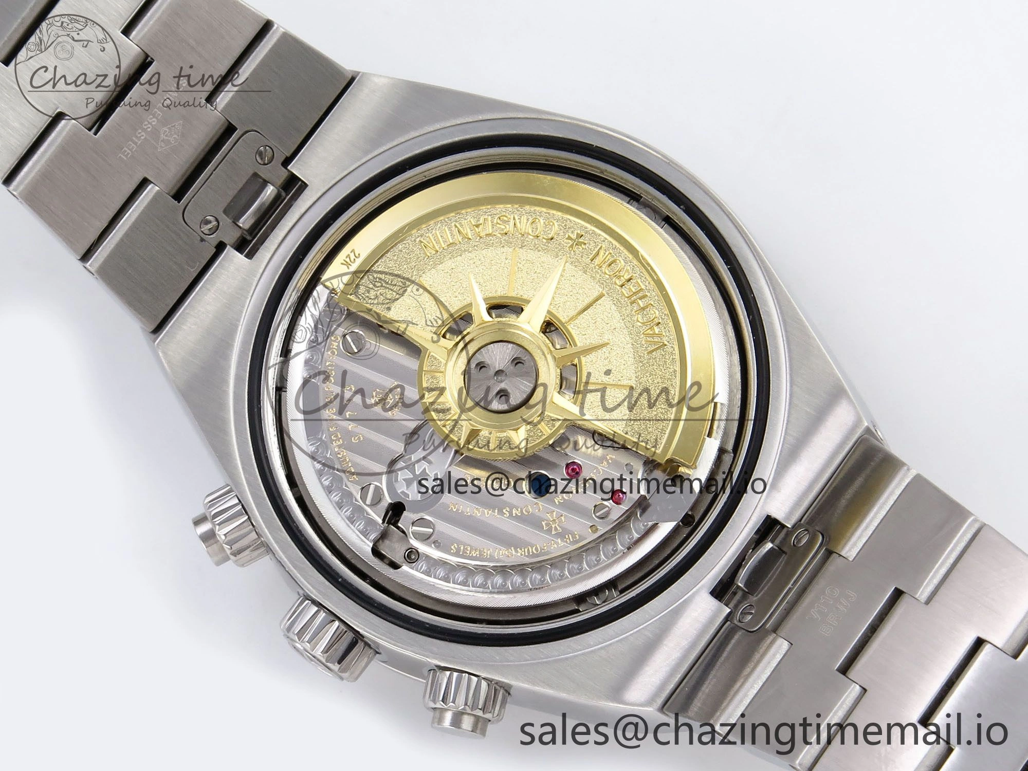 Upgraded Overseas 4520V SS 8F Best Edition Green Dial On SS Bracelet A7750 Modified to A 9842