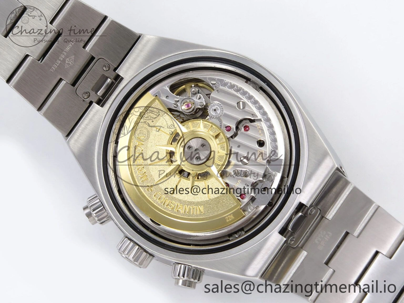 Upgraded Overseas 4520V SS 8F Best Edition Green Dial On SS Bracelet A7750 Modified to A 9842