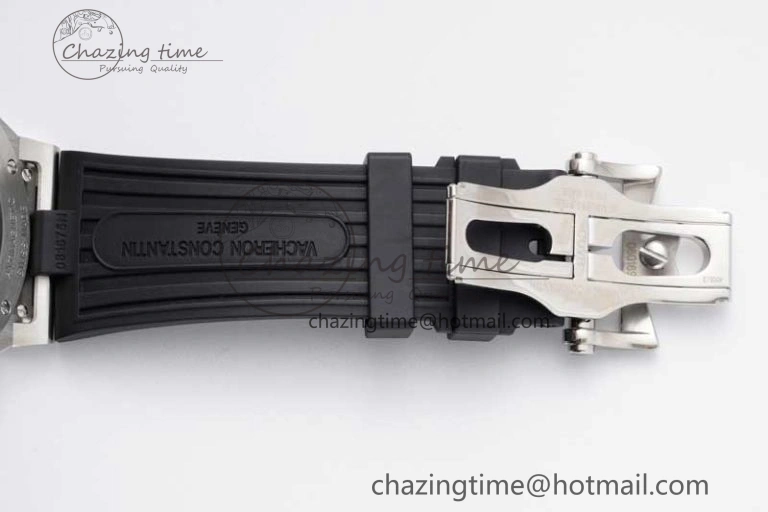 Fashionable Overseas 47040 SS PPF 1:1 Best Edition Black Textured Dial on Black Rubber Strap A 9886