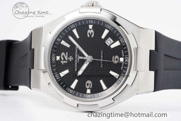 Fashionable Overseas 47040 SS PPF 1:1 Best Edition Black Textured Dial on Black Rubber Strap A 9886