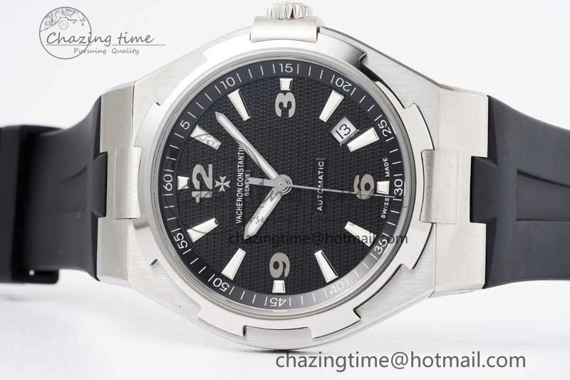 Fashionable Overseas 47040 SS PPF 1:1 Best Edition Black Textured Dial on Black Rubber Strap A 9886