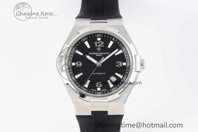 Fashionable Overseas 47040 SS PPF 1:1 Best Edition Black Textured Dial on Black Rubber Strap A 9886