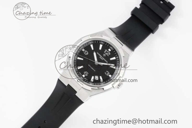 Fashionable Overseas 47040 SS PPF 1:1 Best Edition Black Textured Dial on Black Rubber Strap A 9886