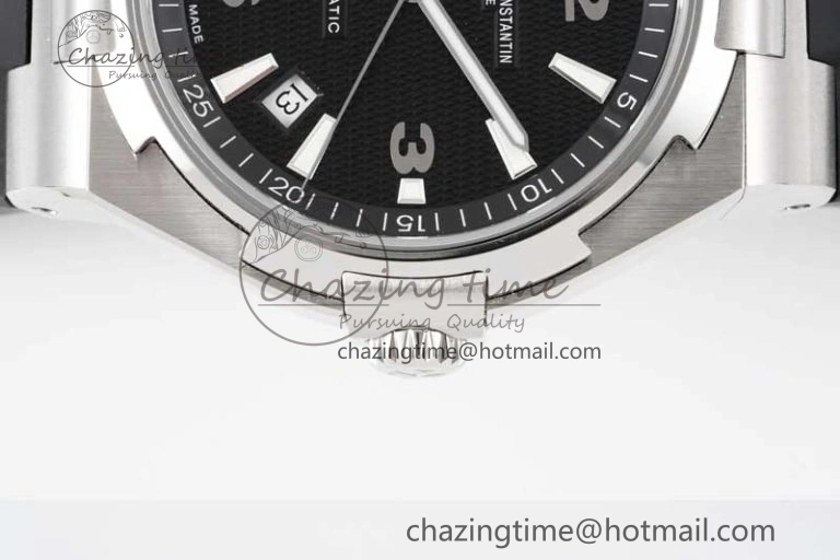 Fashionable Overseas 47040 SS PPF 1:1 Best Edition Black Textured Dial on Black Rubber Strap A 9886
