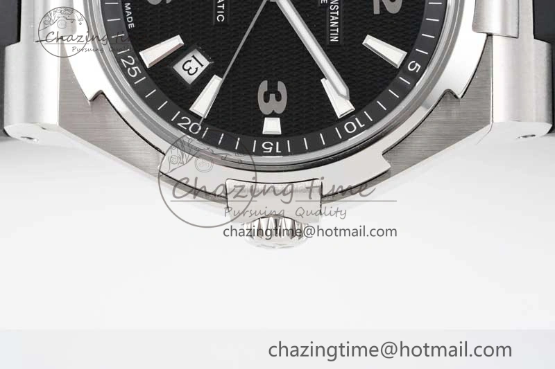 Fashionable Overseas 47040 SS PPF 1:1 Best Edition Black Textured Dial on Black Rubber Strap A 9886