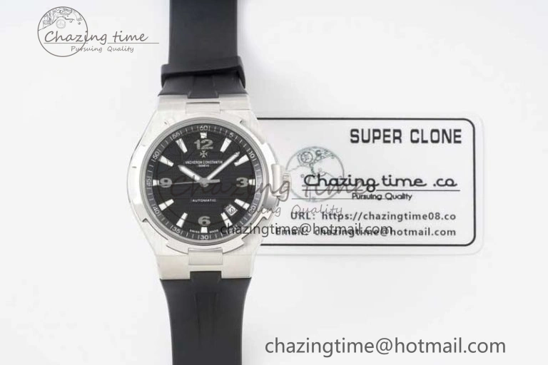 Fashionable Overseas 47040 SS PPF 1:1 Best Edition Black Textured Dial on Black Rubber Strap A 9886