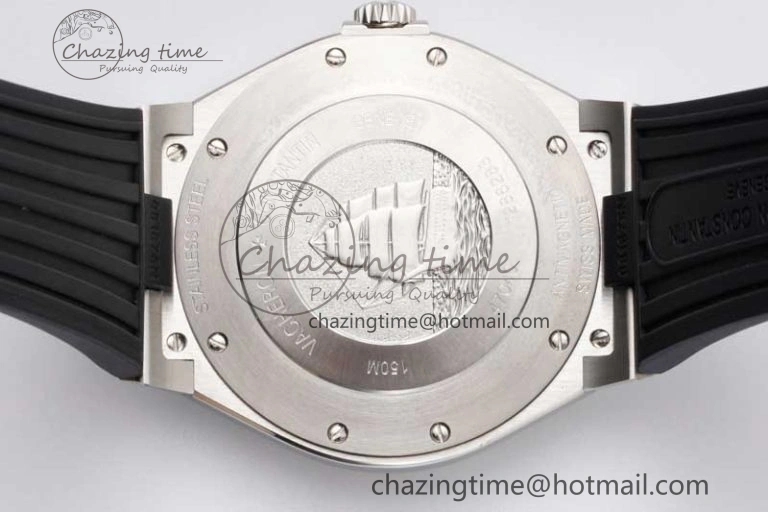 Fashionable Overseas 47040 SS PPF 1:1 Best Edition Black Textured Dial on Black Rubber Strap A 9886